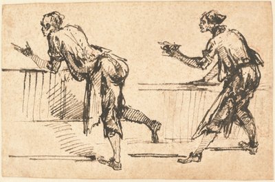 Dwóch robotników przy stołach (rekto) autorstwa Giovanni Battista Piranesi