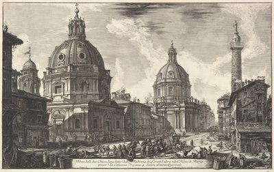 Dwa kościoły w pobliżu kolumny Trajansa, S. Maria di Loreto i Santissimo Nome di Maria Ve ..., ca. 1762. autorstwa Giovanni Battista Piranesi