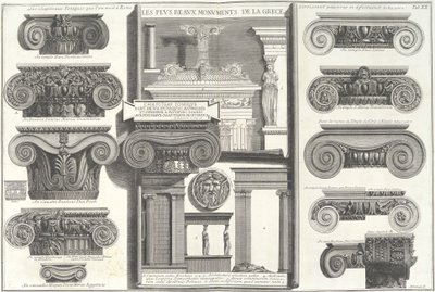 Różne rzymskie stolice jońskie w porównaniu z przykładami greckimi..., połowa XVIII wieku. autorstwa Giovanni Battista Piranesi