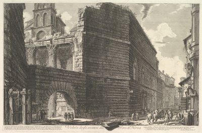 Veduta degli avanzi del Foro di Nerva, larcade et la muraille Forum Augusta [err ..., 1757. autorstwa Giovanni Battista Piranesi