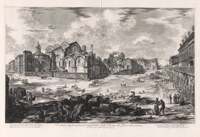 Widok Górnych Ruin Łaźni Dioklecjana [widok odległy ukazujący kościół Santa Maria degli Angeli]), z Vedute di Roma (Widoki Rzymu) autorstwa Giovanni Battista Piranesi