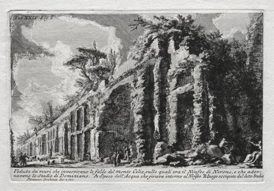 Widok na mury pokrywające zbocza góry Celio autorstwa Giovanni Battista Piranesi