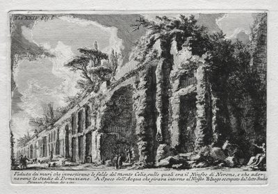 Widok na mury pokrywające zbocza góry Celio. autorstwa Giovanni Battista Piranesi