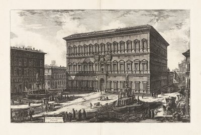Widok na Palazzo Farnese (Widok na Palazzo Farnese), z Vedute di Roma (Widoki na Rzym) autorstwa Giovanni Battista Piranesi