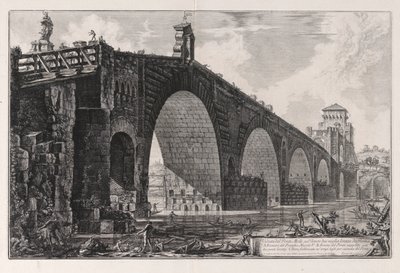 Widok na most Mulwijski nad Tybrem Dwie mile poza Rzymem, z Vedute di Roma (Widoki na Rzym) autorstwa Giovanni Battista Piranesi
