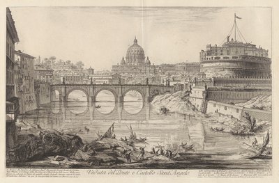 Widok na most i zamek Sant autorstwa Giovanni-Battista Piranesi