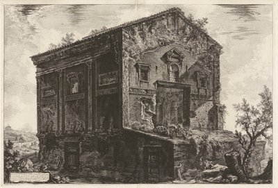 Widok na świątynię Camene w czasach starożytnych otoczoną lasem w dolinie Egerii autorstwa Giovanni Battista Piranesi