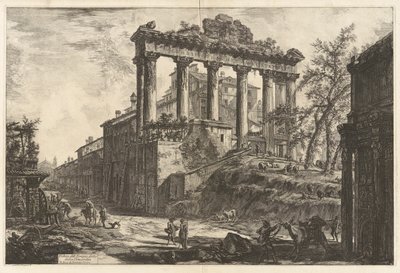 Veduta del Tempio detto della Concordia (Widok tzw. Świątyni Zgody [Świątynia Saturna z Łukiem Septymiusza Sewera na prawym pierwszym planie]), z Vedute di Roma (Widoki Rzymu) autorstwa Giovanni Battista Piranesi