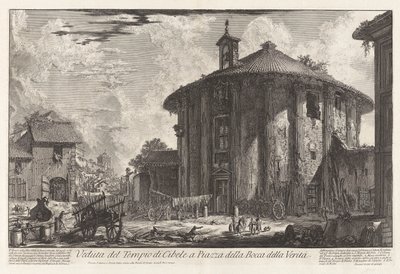 Widok na Świątynię Kybele na Piazza della Bocca della Verit? (Widok Świątyni Kybele na Piazza Bocca della Verit?), Z Vedute di Roma (Widoki Rzymu) autorstwa Giovanni Battista Piranesi