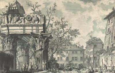 Widok na Świątynię Grzmiącego Jowisza, lata czterdzieste i sześćdziesiąte XIX wieku. autorstwa Giovanni Battista Piranesi