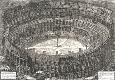 Widok na Amfiteatr Flawiuszów znany jako Koloseum, 1776. autorstwa Giovanni Battista Piranesi