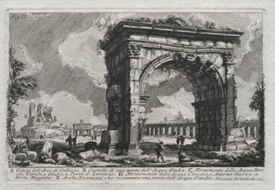 Widok łuku Gallieno autorstwa Giovanni Battista Piranesi