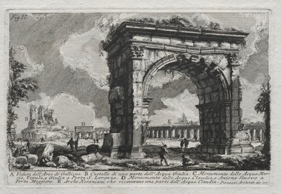 Widok na Łuk Gallienusa. autorstwa Giovanni Battista Piranesi