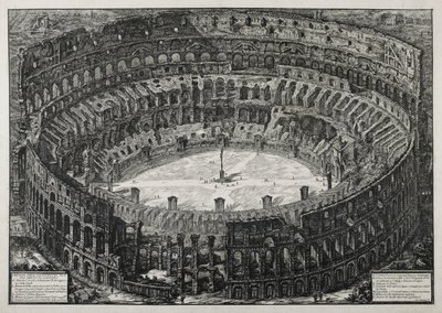 Widok na Amfiteatr Flawiuszów znany jako Koloseum autorstwa Giovanni Battista Piranesi