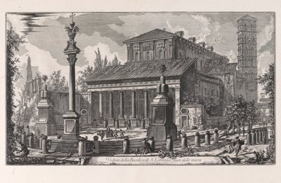 Widok na bazylikę San Lorenzo fuori delle Mura z Vedute di Roma (Widoki na Rzym) autorstwa Giovanni Battista Piranesi