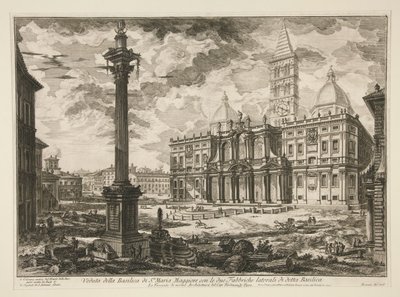 Widok na bazylikę św. Maria Maggiore z dwiema bocznymi fabrykami wspomnianej bazyliki (Widok bazyliki S. Maria Maggiore z jej dwoma bocznymi skrzydłami), z Vedute di Roma autorstwa Giovanni Battista Piranesi