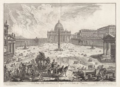 Widok na Bazylikę i Piazza of Saint Peter autorstwa Giovanni Battista Piranesi