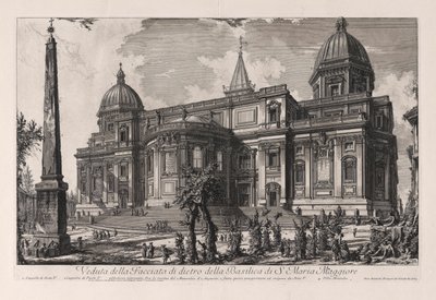 Widok z tyłu bazyliki Santa Maria Maggiore (Widok Fa? Ade z tyłu bazyliki Santa Maria Maggiore), z Vedute di Roma (Widoki na Rzym) autorstwa Giovanni-Battista Piranesi