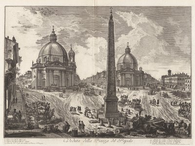 Widok na Piazza del Popolo, z Vedute di Roma (Widoki na Rzym) autorstwa Giovanni Battista Piranesi