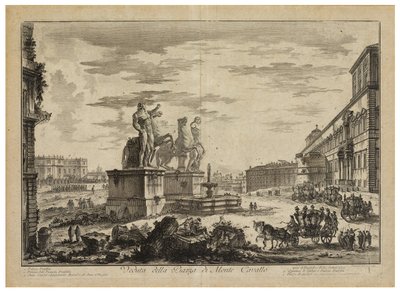 Widok na Piazza di Monte Cavallo (Kwirynał) autorstwa Giovanni Battista Piranesi