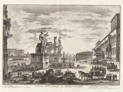 Widok na Piazza di Monte Cavallo (Widok na Piazza di Monte Cavallo [obecnie Piazza del Quirinale z Pałacem Kwirynalskim]), z Vedute di Roma (Widoki na Rzym) autorstwa Giovanni Battista Piranesi