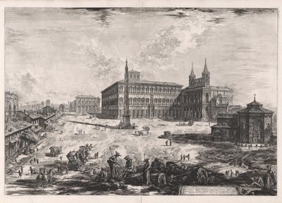 Widok na plac i bazylikę San Giovanni in Laterano (widok na plac i bazylikę San Giovanni in Laterano) z Vedute di Roma (Widoki na Rzym) autorstwa Giovanni Battista Piranesi