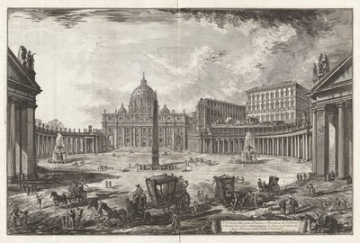 Widok na duży plac i bazylikę św. Piotra autorstwa Giovanni Battista Piranesi