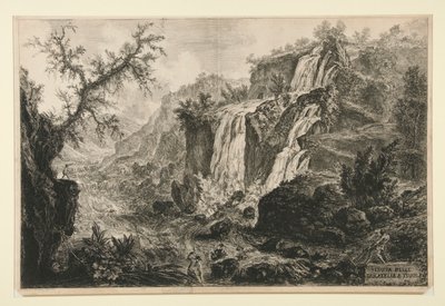 Widok na małe wodospady w Tivoli z Vedute di Roma autorstwa Giovanni Battista Piranesi