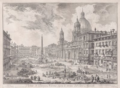 Widok na Piazza Navona nad ruinami cyrku Domicjana z Vedute di Roma (Widoki na Rzym) autorstwa Giovanni Battista Piranesi