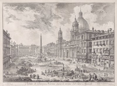 Widok Piazza Navona ponad ruinami Cyrku Agonalnego, z Vedute di Roma (Widoki Rzymu) autorstwa Giovanni Battista Piranesi