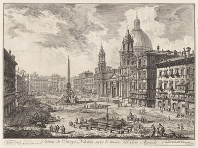 Widok na Piazza Navona ponad ruinami Circus Agonalis (Widok na Piazza Navona ponad ruinami cyrku Domicjana), z Vedute di Roma (Widoki Rzymu) autorstwa Giovanni Battista Piranesi