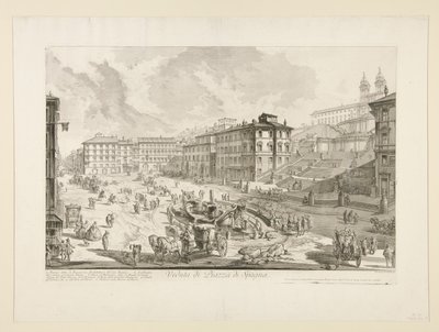 Widok na Piazza di Spagna, z Widoków Rzymu autorstwa Giovanni Battista Piranesi