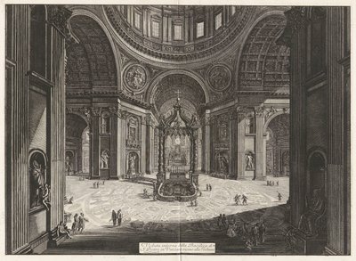 Widok wnętrza Bazyliki Świętego Piotra autorstwa Giovanni Battista Piranesi