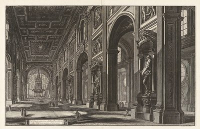 Widok wnętrza bazyliki San Giovanni in Laterano, z „Vedute di Roma” autorstwa Giovanni Battista Piranesi