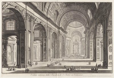 Widok wnętrza Bazyliki Świętego Piotra autorstwa Giovanni-Battista Piranesi