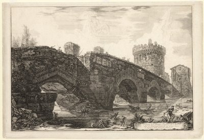 Widok na Ponte Lugano na Anio, z Widoków Rzymu autorstwa Giovanni Battista Piranesi