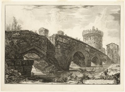 Widok na Ponte Lugano na Anio, z Widoków Rzymu autorstwa Giovanni Battista Piranesi