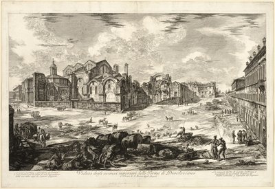 Widok widocznych pozostałości Łaźni Dioklecjana, z Widoków Rzymu autorstwa Giovanni Battista Piranesi