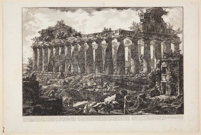 Widok innej świątyni w mieście Paestum, powszechnie uważanej za poświęconą Junonie [...] autorstwa Giovanni Battista Piranesi