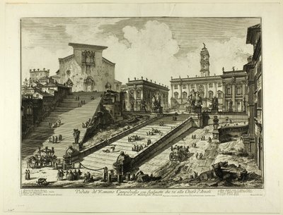 Widok na Kapitol ze schodami do kościoła S. Maria in Aracoeli, z Widoków Rzymu autorstwa Giovanni Battista Piranesi
