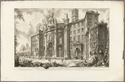 Widok fasady bazyliki S. Croce in Gerusalemme [Świętego Krzyża w Jerozolimie], z Widoków Rzymu autorstwa Giovanni Battista Piranesi