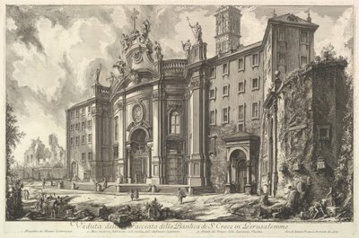 Widok na fasadę bazyliki S. Croce in Gerusalemme [Świętego Krzyża w Jerus..., ok. 1930 1750. autorstwa Giovanni Battista Piranesi