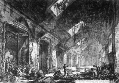 Widok Heliocaminus w willi Hadriana w Tivoli, z serii „Widoki Rzymu”, ok. 1760 autorstwa Giovanni Battista Piranesi
