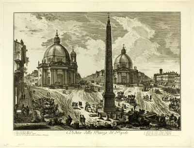 Widok na Piazza del Popolo, z Widoków Rzymu autorstwa Giovanni Battista Piranesi