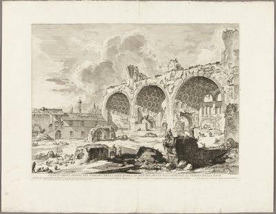 Widok szczątków jadalni Złotego Domu Nerona, potocznie zwanego Świątynią Pokoju, z Widoków Rzymu autorstwa Giovanni Battista Piranesi