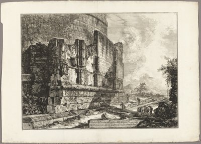 Widok na szczątki grobowca Plautów na Via Tiburtina, w pobliżu Ponte Lugano, dwie mile od Tivoli, z Widoków Rzymu autorstwa Giovanni Battista Piranesi