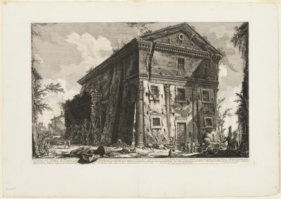 Widok na świątynię Bachusa, obecnie kościół S. Urbano, dwie mile od Rzymu, za Porta S. Sebastiano, z Widoków Rzymu autorstwa Giovanni Battista Piranesi