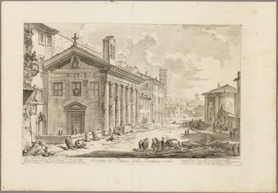 Widok świątyni Fortuna Virilis. Obecnie ormiański kościół S. Maria Egiziaca, z Widoków Rzymu autorstwa Giovanni Battista Piranesi