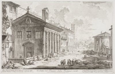 Widok świątyni Fortuna Virilis, obecnie kościoła ormiańskiego S. Maria Egiziaca, ok. 1760-78 (akwaforta) autorstwa Giovanni Battista Piranesi