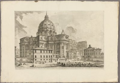 Widok z zewnątrz Bazyliki Świętego Piotra w Watykanie, z Widoki Rzymu autorstwa Giovanni Battista Piranesi